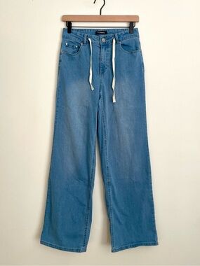 d. jeans Light Blue Wide-Leg Drawstring Jeans